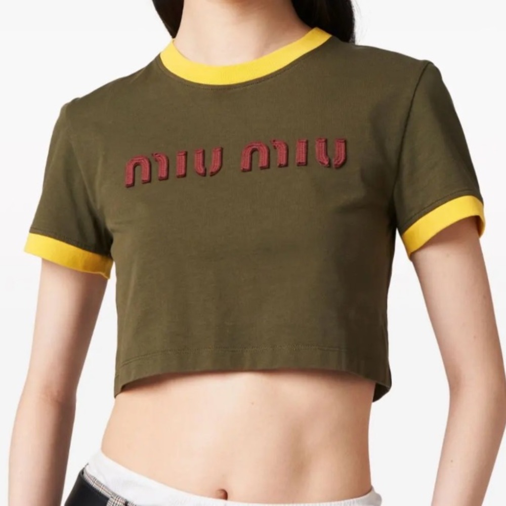 EXTREMELY RARE Miu Miu Embroidered Cropped Shirt - Picture 2 of 8